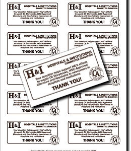 H & I Donation Can Labels - FREE (Limit 1 Sheet)